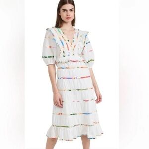 FARM Rio Mixed Off White Prints Midi Dress